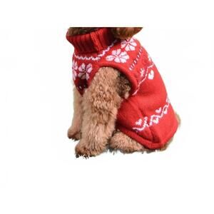 NEW LOVESHACKFANCY arindia dog sweater in red velvet truffle